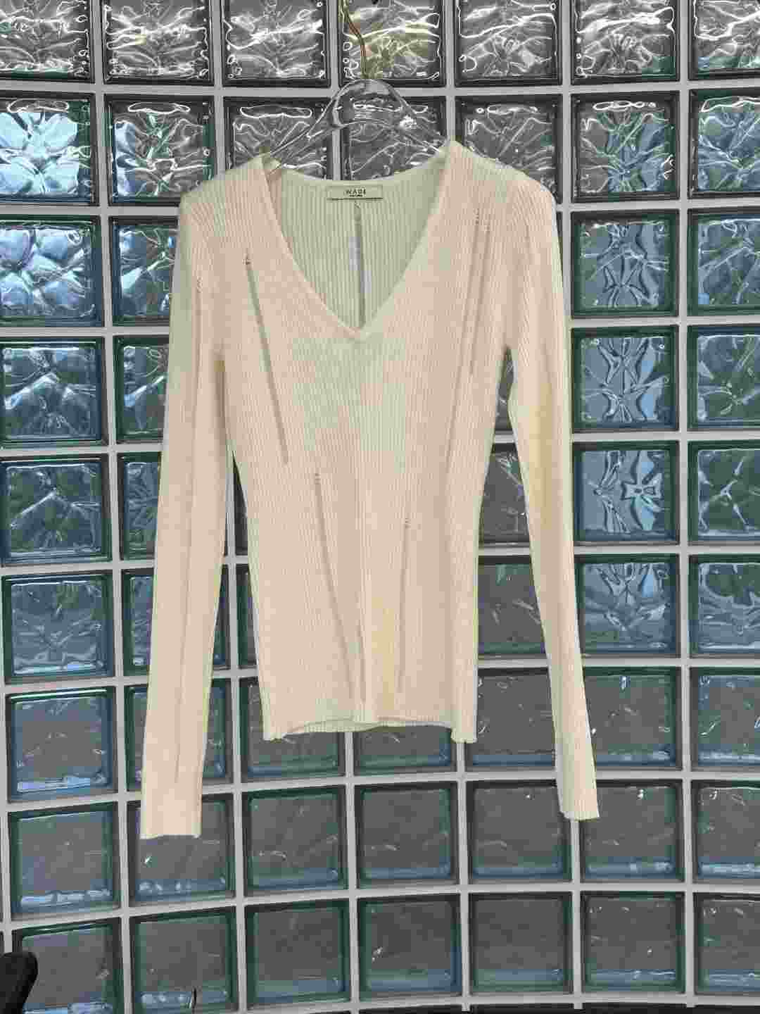 WADE東大門㊣直郵女裝新款人氣時尚25秋冬針織衫V領修身羅紋WADE針織衫