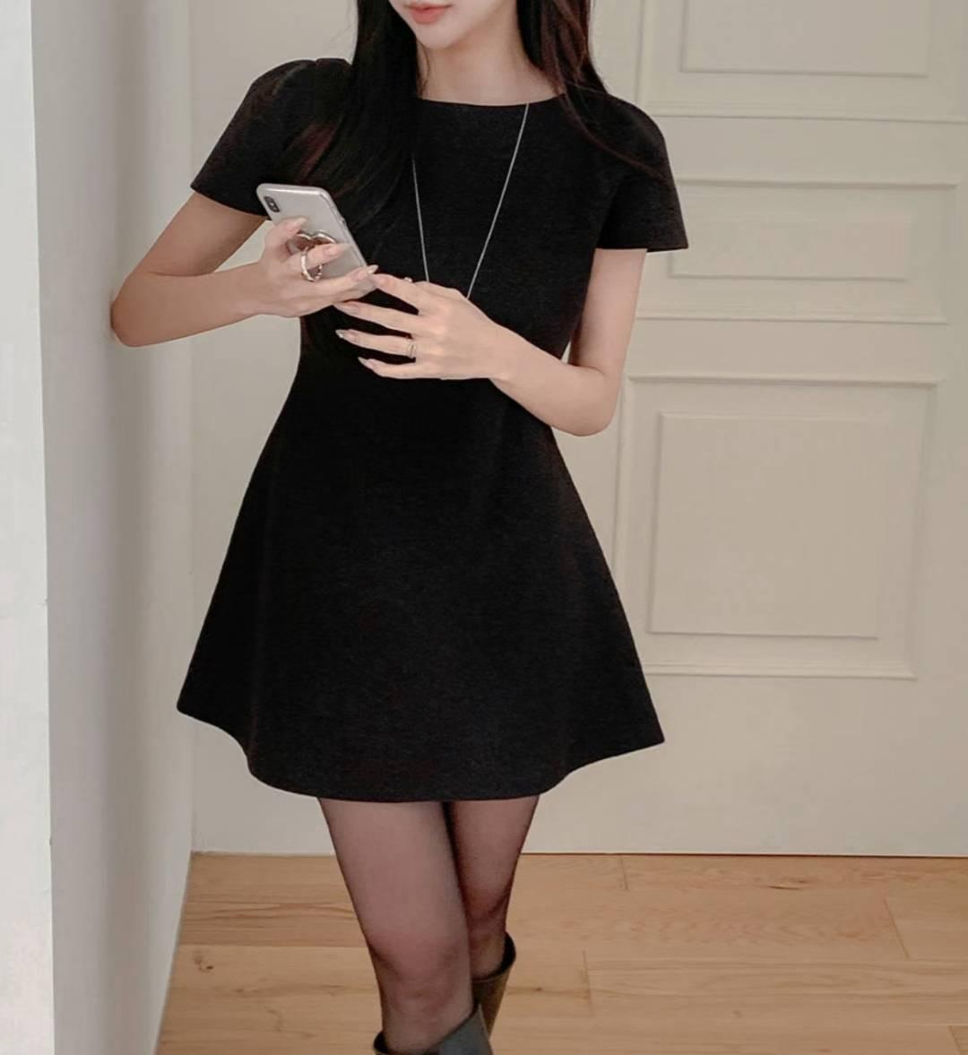 DRY FLOWER韓國直郵㊣女士新款職業時尚休閑人氣連衣裙羊毛DRY FLOWER連衣裙