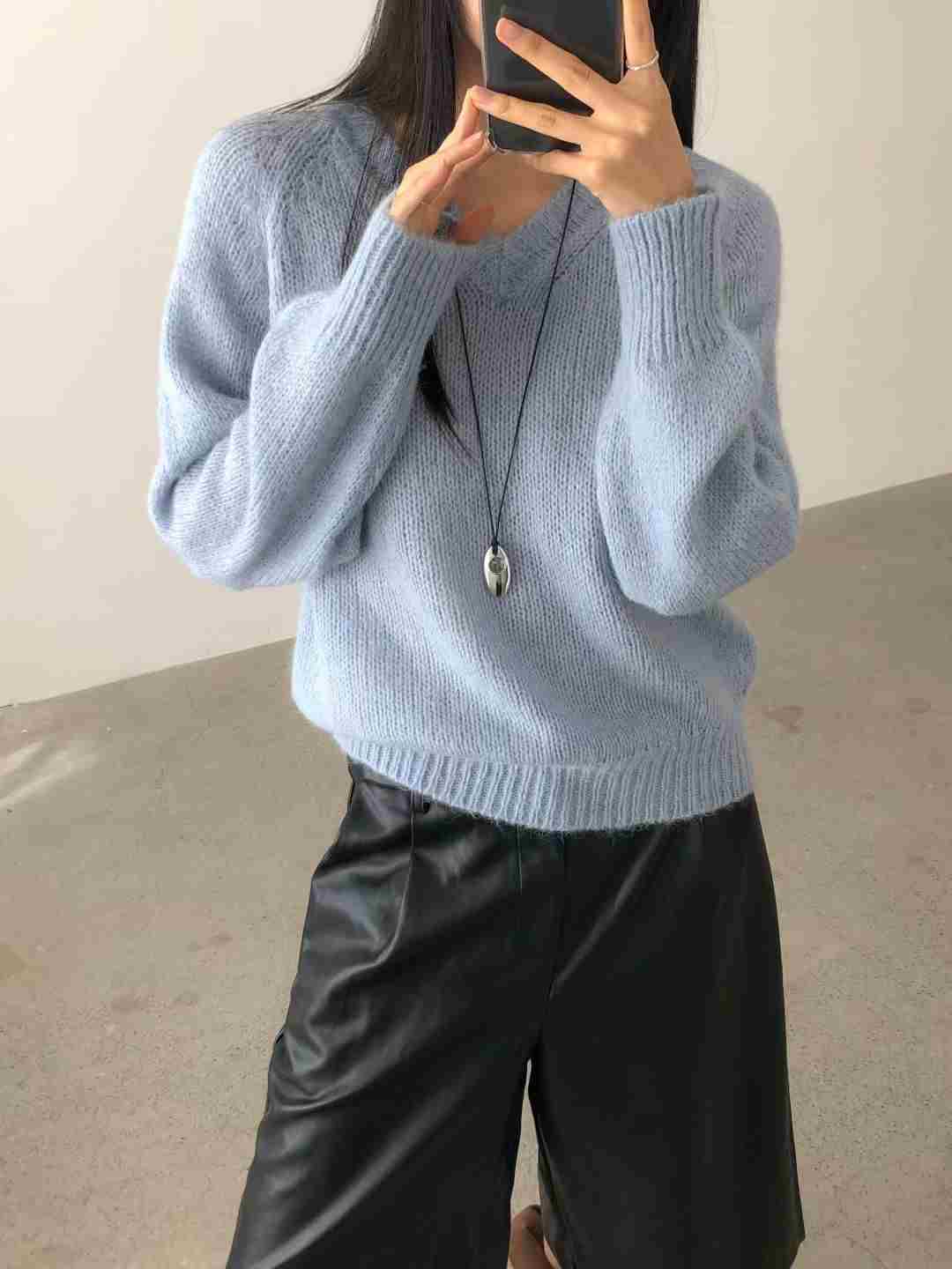 WADE東大門㊣直郵女裝新款真品時尚休閑人氣推薦熱賣針織衫V領WADE針織衫