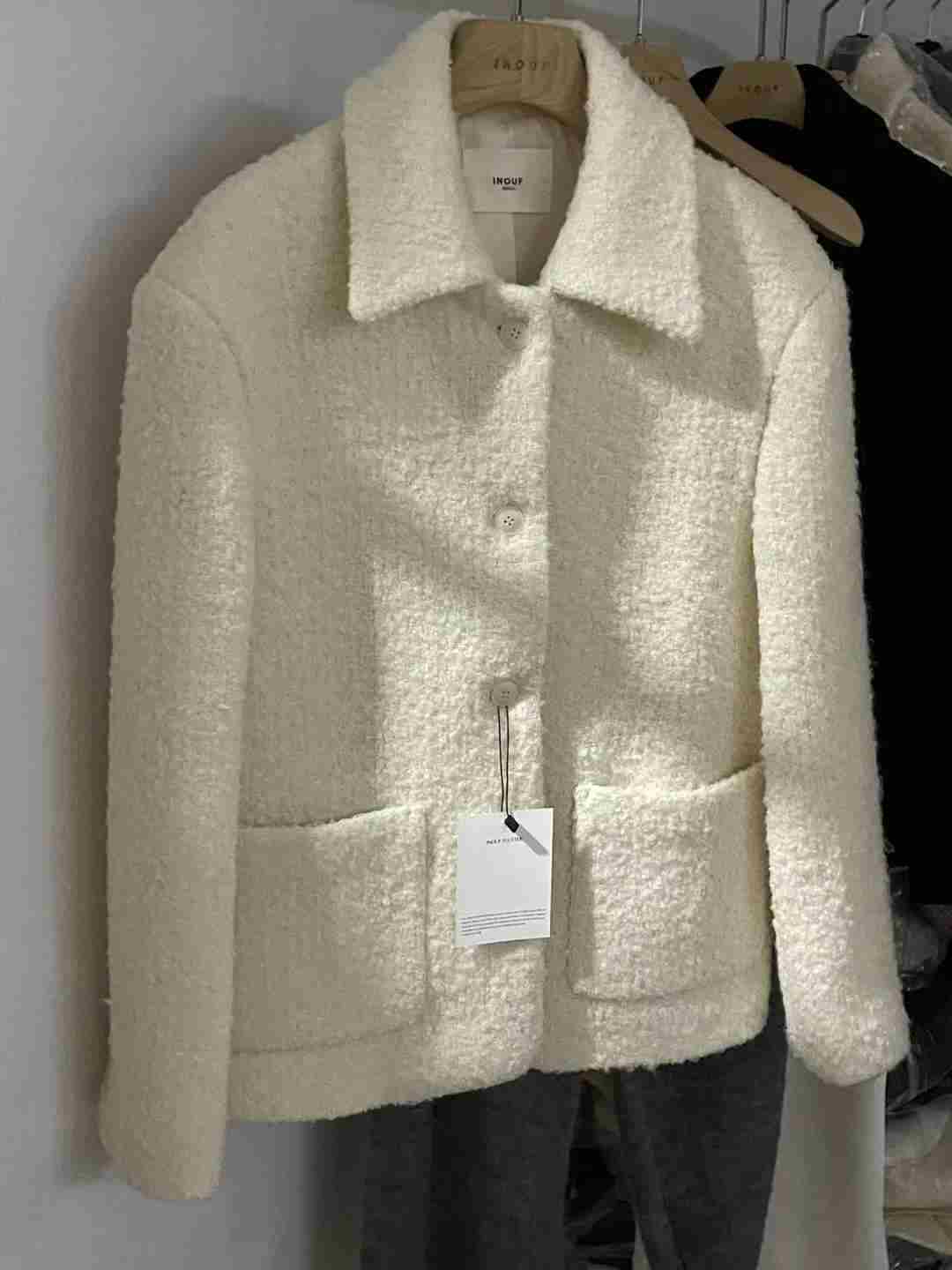 INOUF東大門㊣實拍女裝新品職業25秋冬推薦人氣夾克羊駝毛花呢INOUF/FLUTTER夾克