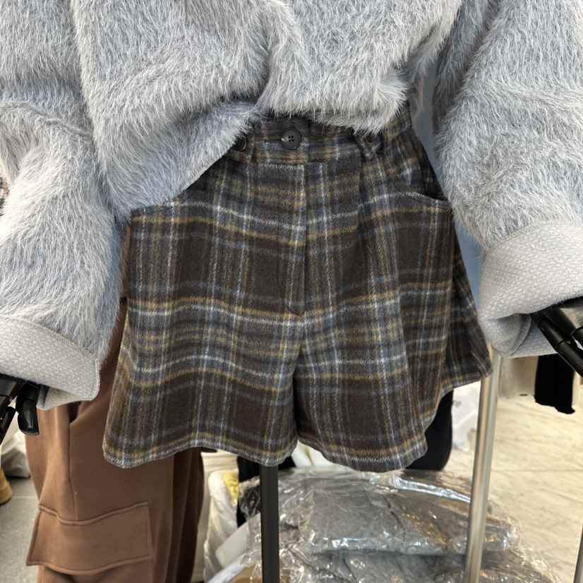 A-DEL韓國直郵㊣女裝新品人氣25秋冬真品職業推薦短褲格子A-DEL短褲