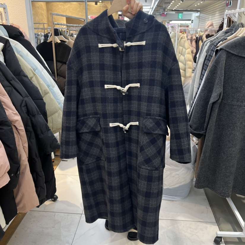 SIMPLE PARK/WMSTORY東大門㊣實拍女裝新品真品中長款大衣格子SIMPLE PARK/WMSTORY中長款大衣