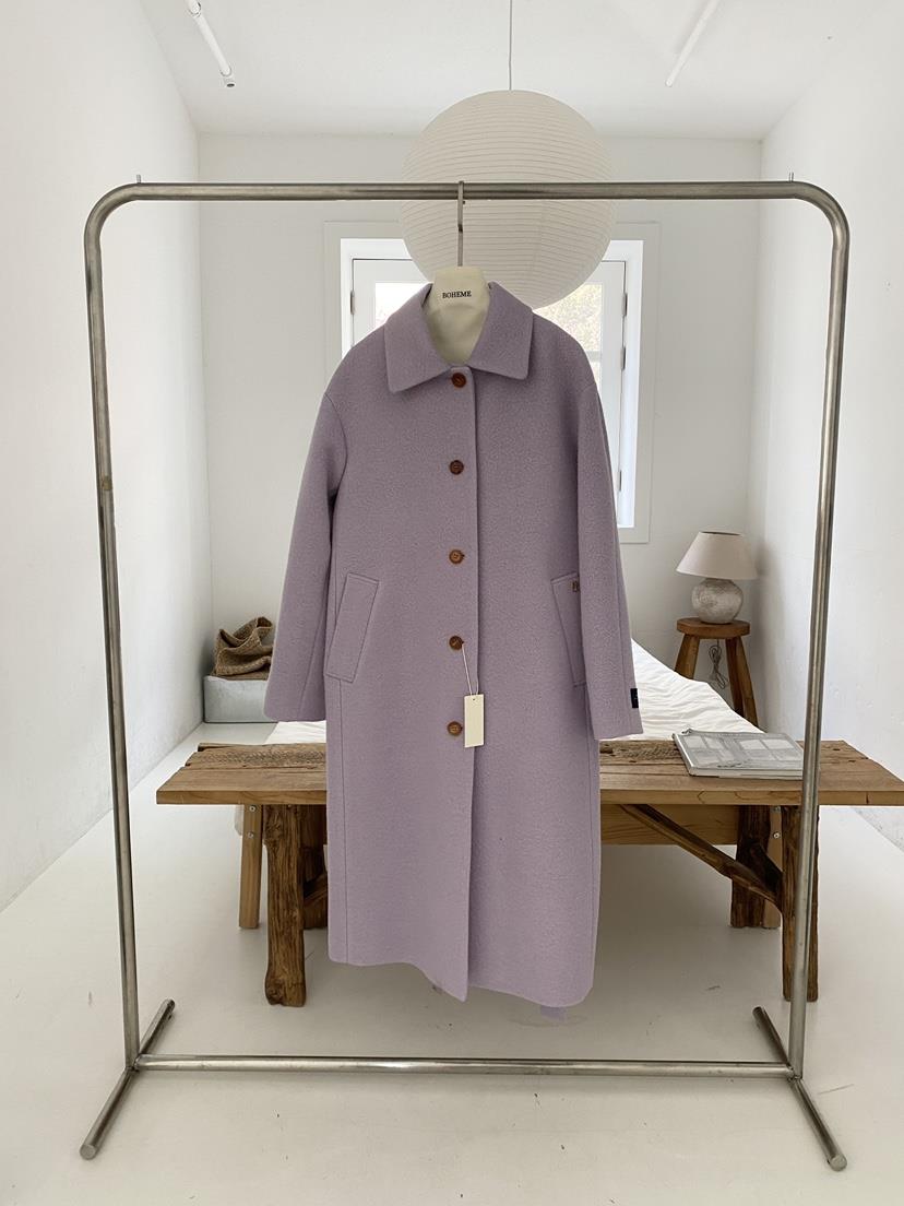 BOHEME韓國直郵㊣女裝新品真品時尚推薦25秋冬中長款大衣羊毛BOHEME中長款大衣