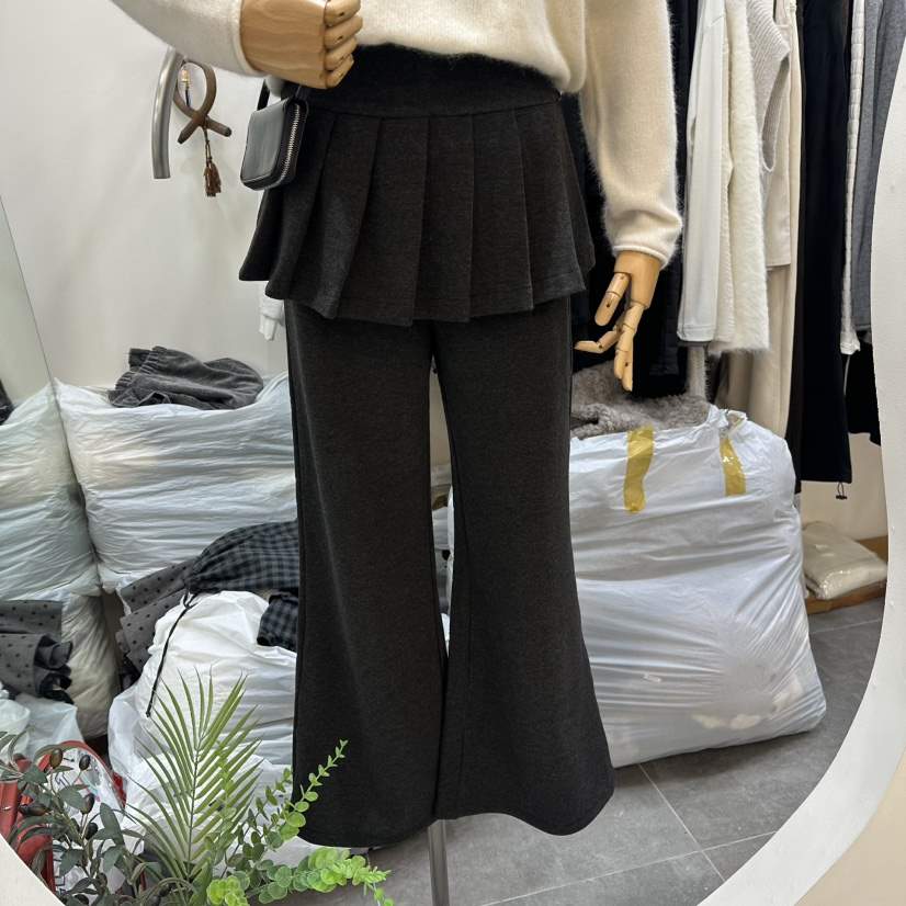 DELIGHT-L東大門㊣實拍女士新品時尚人氣休閑裙褲加絨抓絨DELIGHT-L裙褲