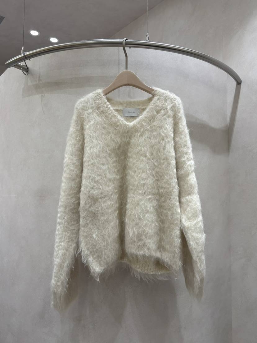 WHO IS SHE韓國代購㊣女裝新品職業25秋冬真品毛衣馬海毛V領WHO IS SHE毛衣