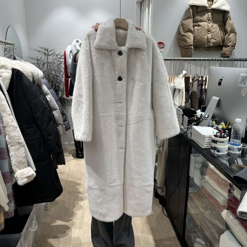 DDAY東大門㊣直郵女裝新款時尚真品職業25秋冬中長款大衣毛皮DDAY中長款大衣