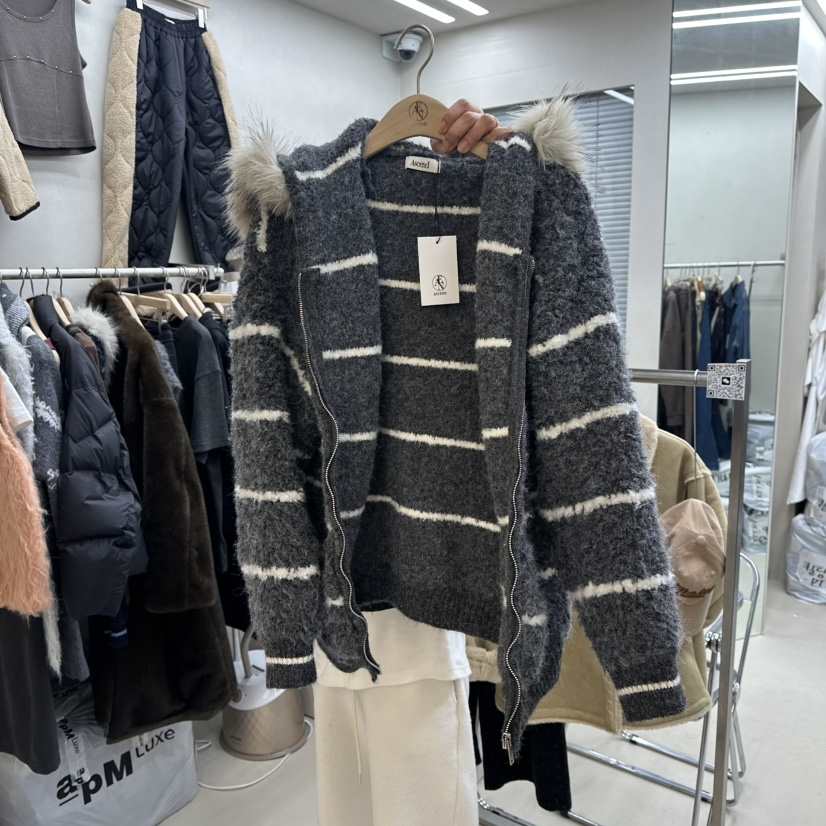 ASCEND東大門㊣直郵女裝新品熱賣25秋冬推薦毛衣羊駝毛兜帽ASCEND毛衣