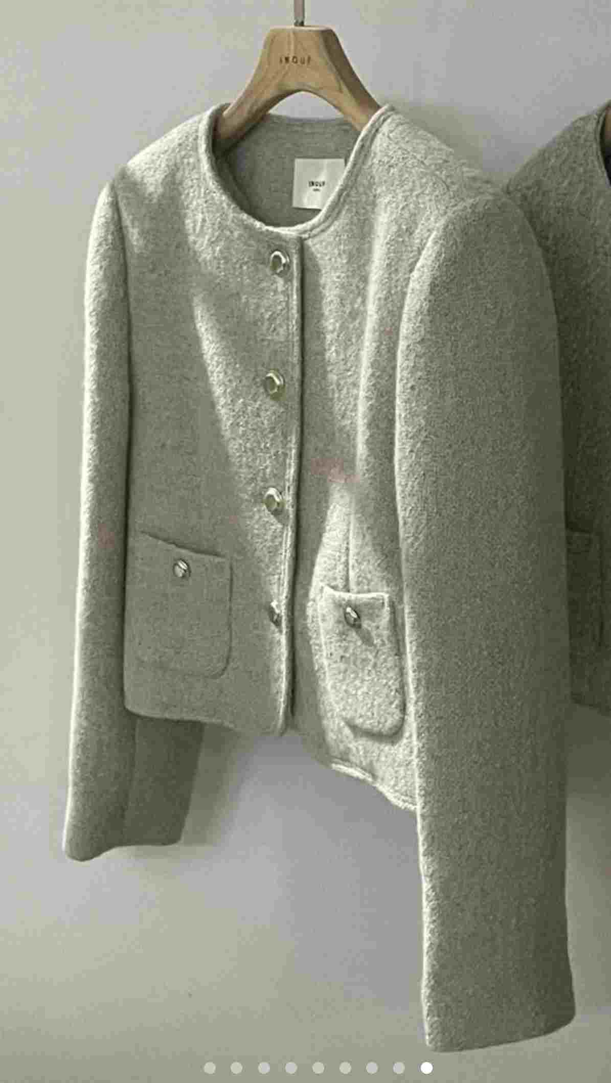 INOUF東大門㊣直郵女裝新款人氣休閑推薦時尚夾克粗花呢羊毛INOUF/FLUTTER夾克