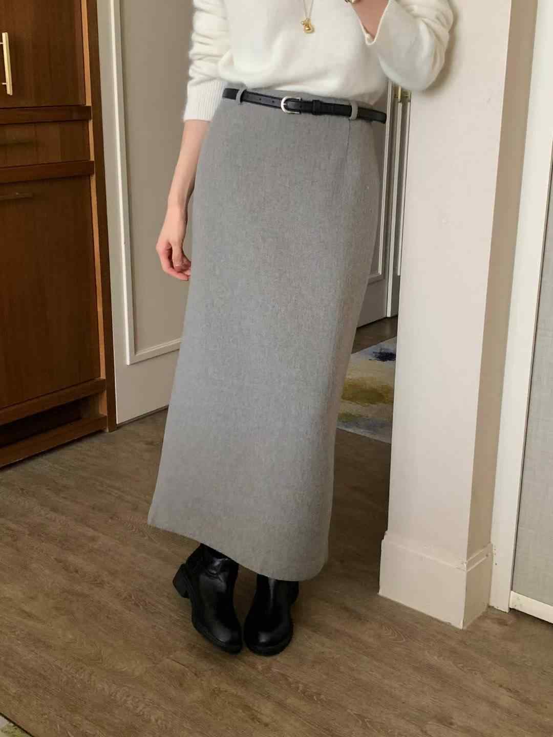 INOUF韓國直郵㊣女士新品休閑熱賣推薦時尚25秋冬長裙不含腰帶INOUF/FLUTTER長裙