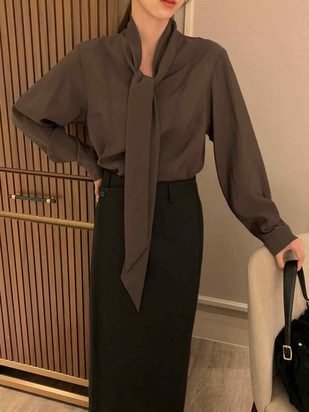 INOUF韓國代購㊣女裝新款休閑職業25秋冬時尚人氣襯衫蕾絲衫INOUF/FLUTTER襯衫/蕾絲衫