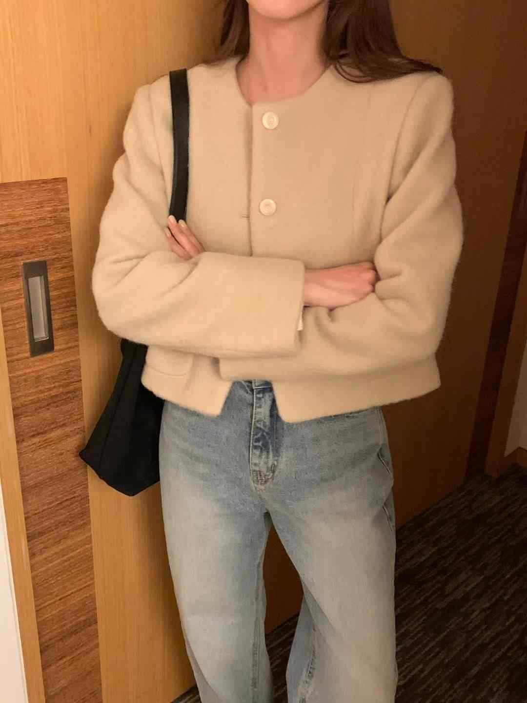 INOUF韓國代購㊣女裝新品休閑人氣25秋冬推薦時尚熱賣職業夾克INOUF/FLUTTER夾克