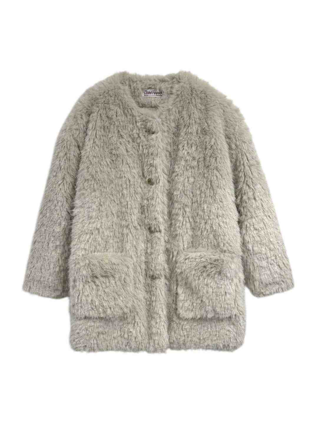 OURSTUDIO東大門㊣實拍女士新款推薦熱賣職業中長款大衣皮草OURSTUDIO中長款大衣