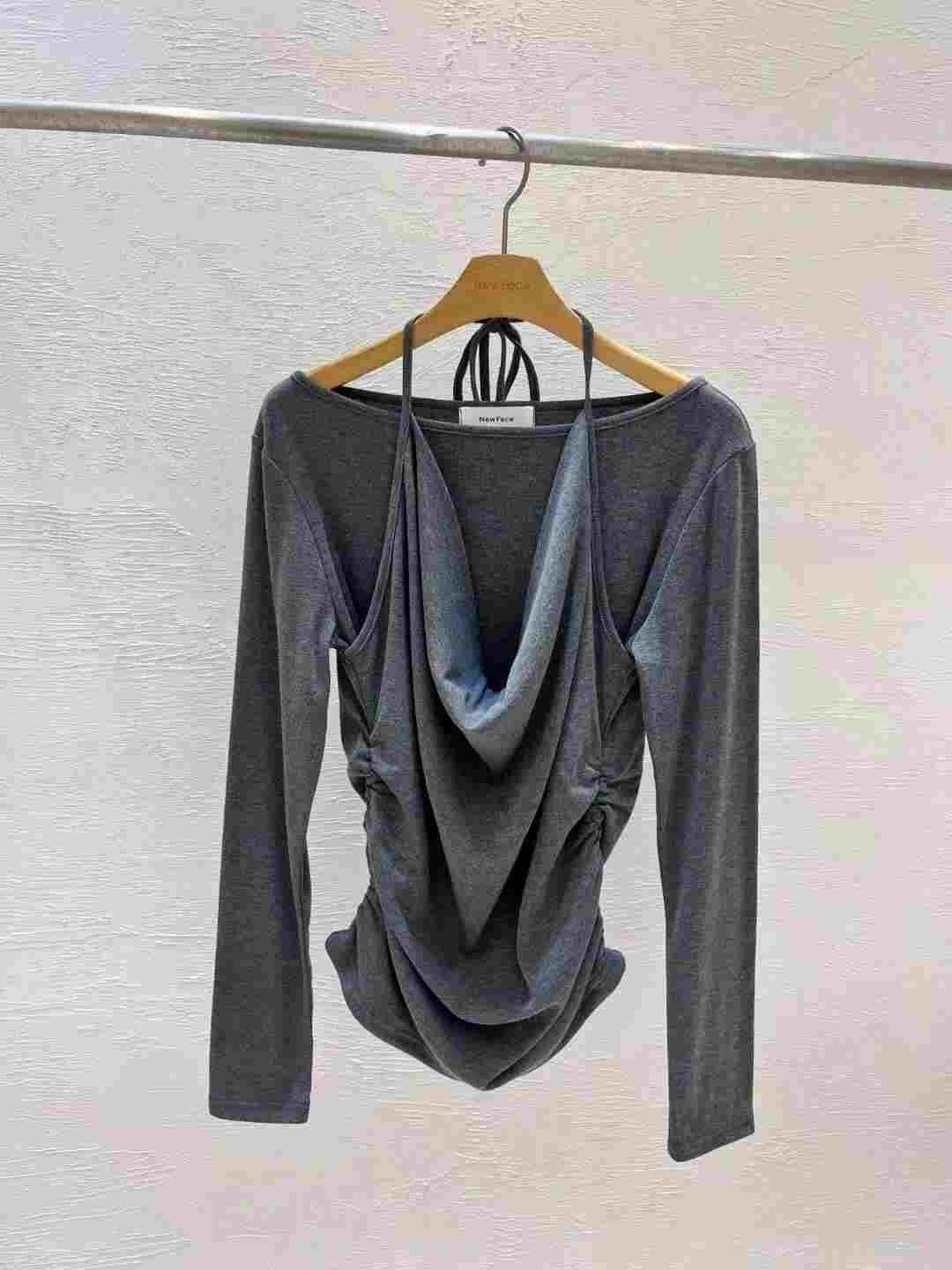 NEW FACE韓國直郵㊣女裝新款熱賣職業休閑真品長袖T恤假兩件NEW FACE長袖T恤