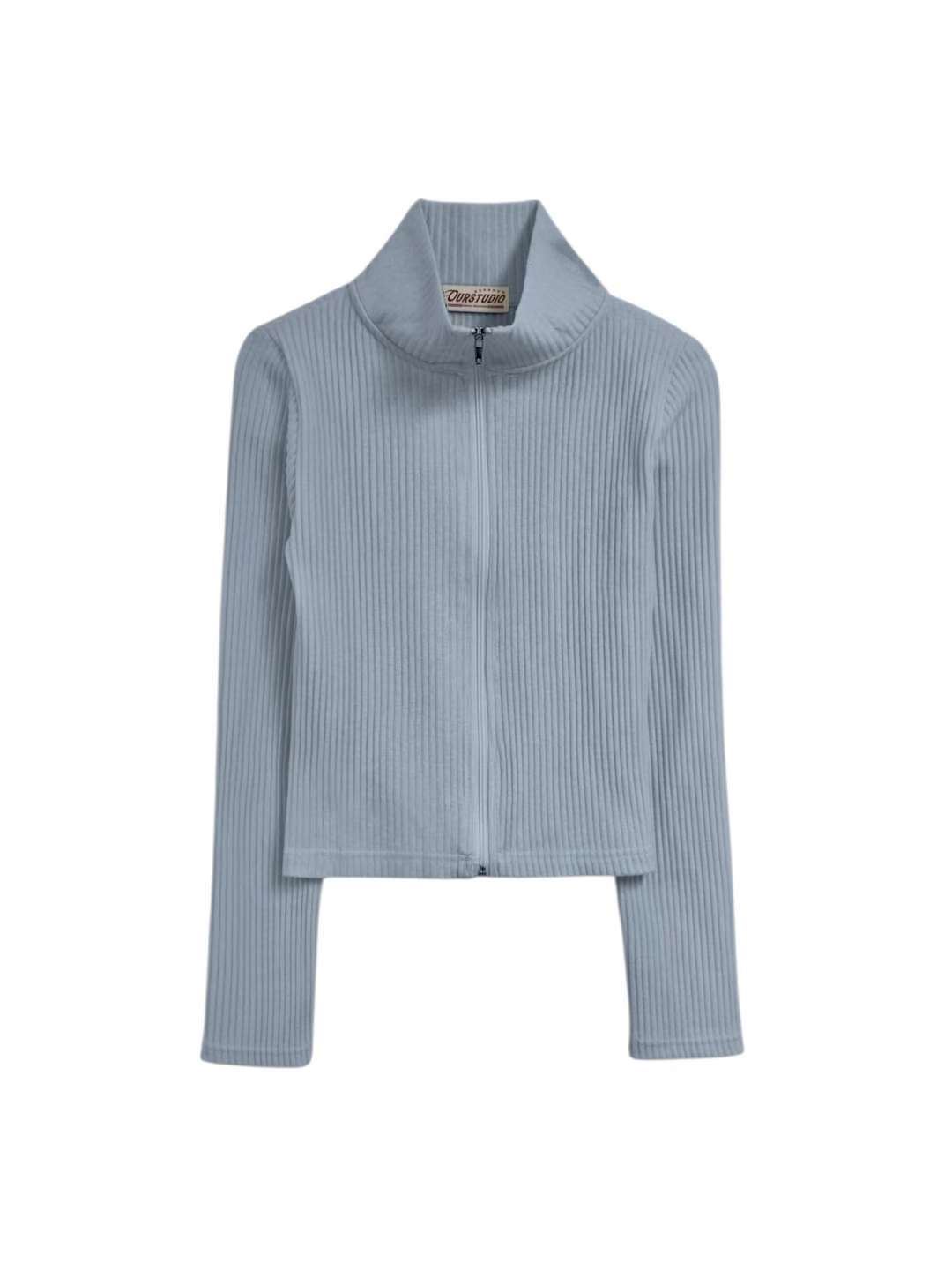 OURSTUDIO韓國代購㊣女士新品職業休閑熱賣推薦長袖T恤拉鏈OURSTUDIO長袖T恤