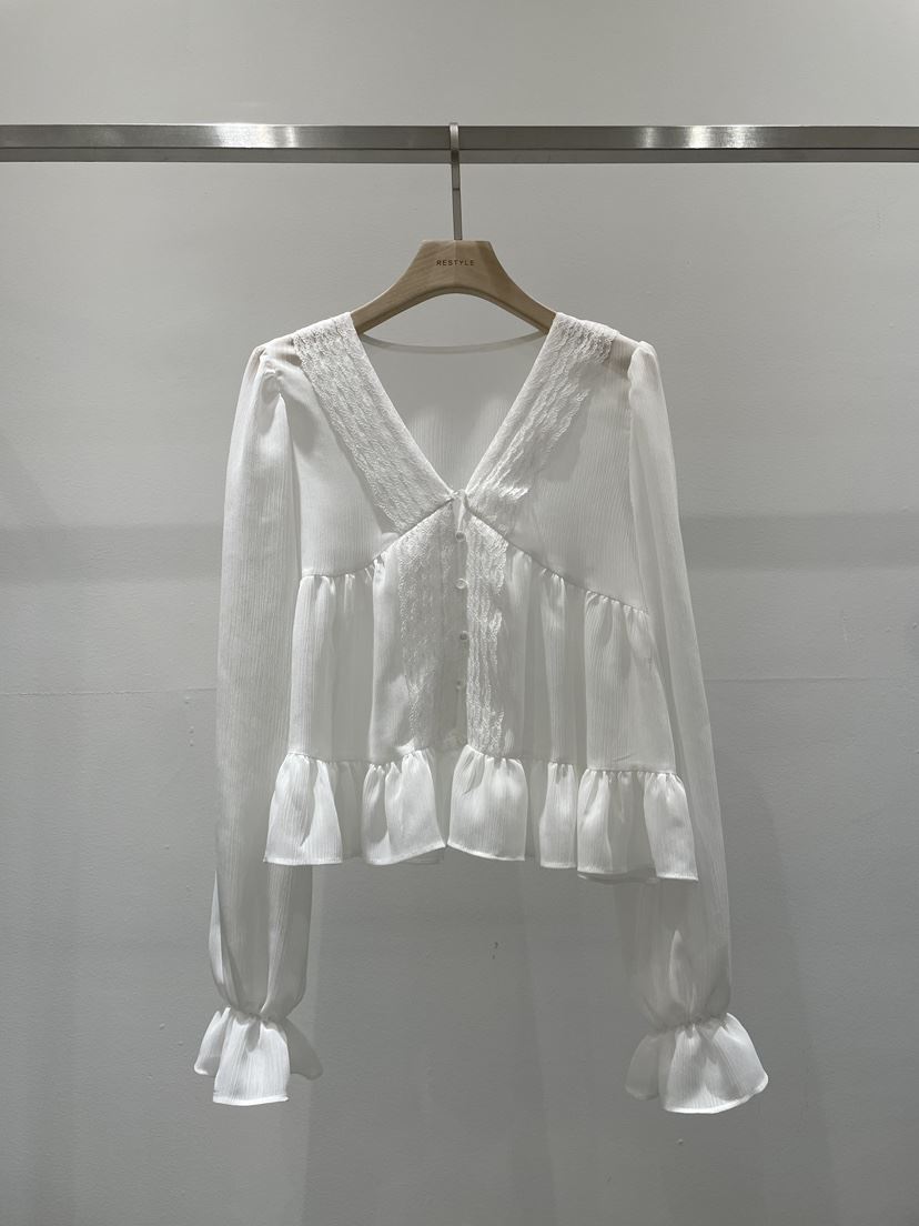RE STYLE-Q東大門㊣直郵女士新品真品推薦25秋冬襯衫蕾絲衫RE STYLE襯衫/蕾絲衫