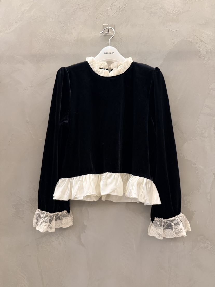 MULCUP東大門㊣代購女士新品真品職業時尚襯衫蕾絲衫天鵝絨MULCUP襯衫/蕾絲衫