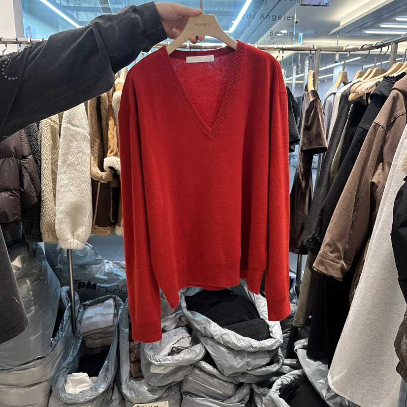 HONG.U韓國代購㊣女士新款人氣推薦熱賣時尚針織衫V領羊毛HONG.U針織衫