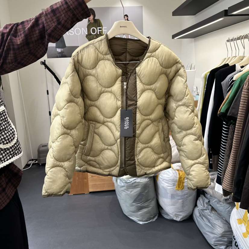 BANUL東大門㊣代購女士新款25秋冬職業推薦人氣短款棉服兩面穿BANUL短款棉服