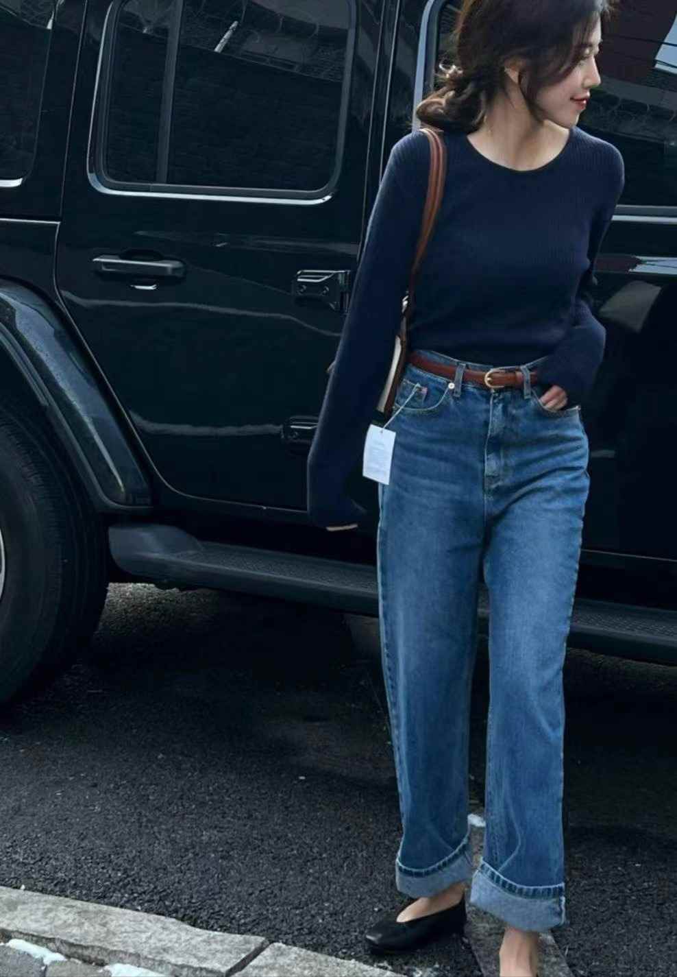 IMHERE東大門㊣代購女士新款時尚人氣推薦休閑牛仔褲不含腰帶IMHERE牛仔褲