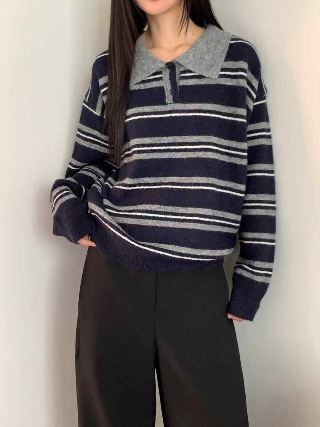 SALT.B韓國直郵㊣女士新款推薦真品人氣熱賣休閑針織衫條紋SALT.B針織衫