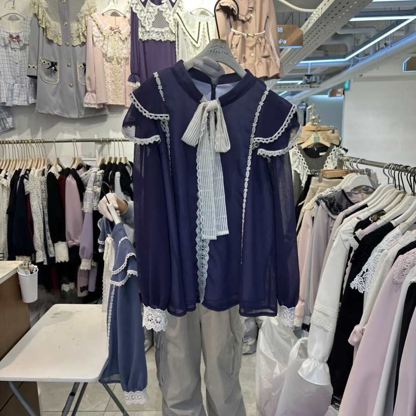 PAPA韓國直郵㊣女士新品真品時尚休閑職業25秋冬襯衫蕾絲衫PaPa/HALMADE襯衫/蕾絲衫