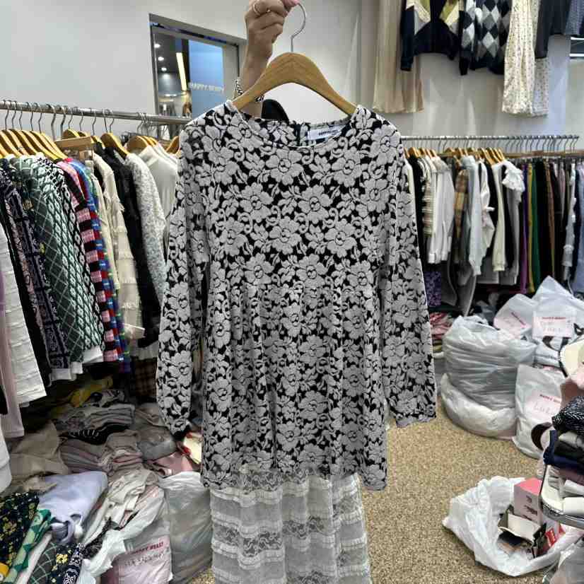 HAPPYBERRY韓國直郵㊣女士新款推薦人氣職業時尚連衣裙蕾絲花HAPPYBERRY連衣裙