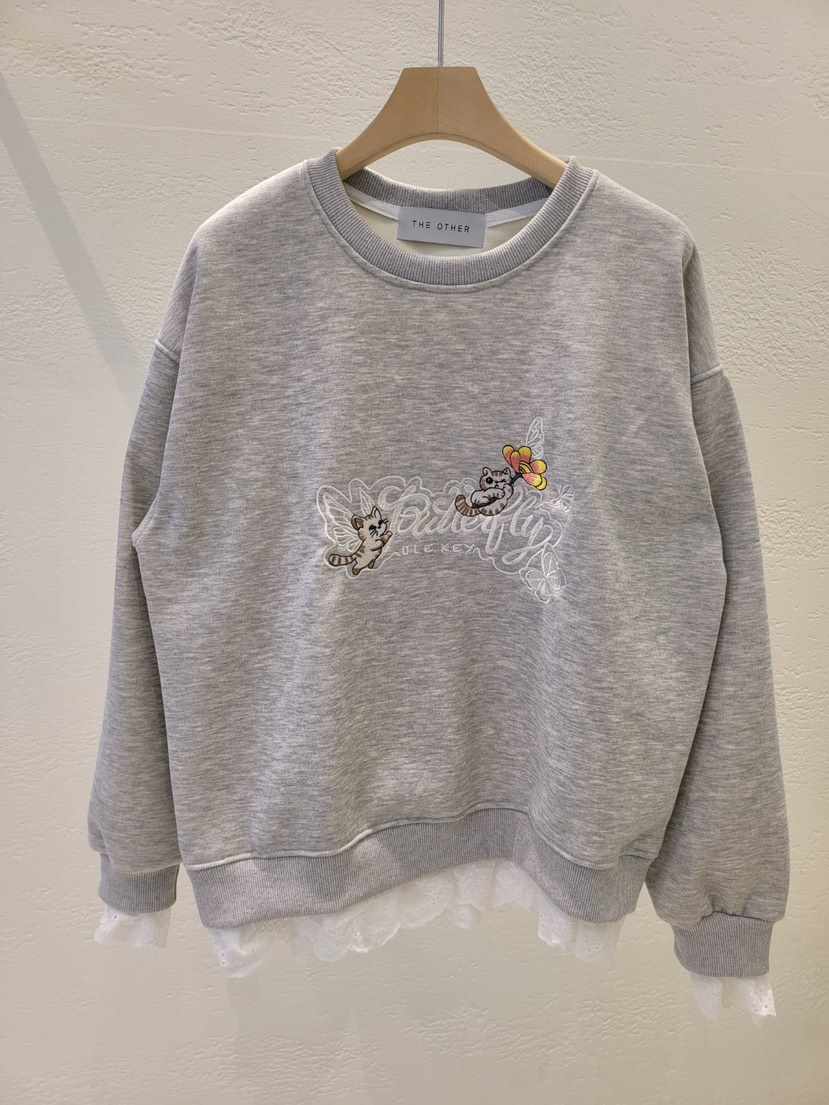 THE OTHER東大門㊣代購女裝新款時尚真品推薦衛衣抓絨蕾絲THE OTHER衛衣