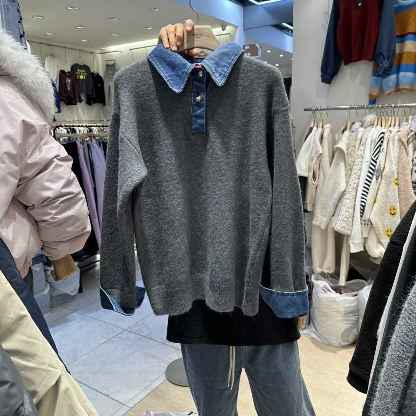 UNDERSTAR_VINTAGE東大門㊣直郵女裝新款休閑推薦熱賣毛衣紐扣UNDERSTAR_VINTAGE毛衣