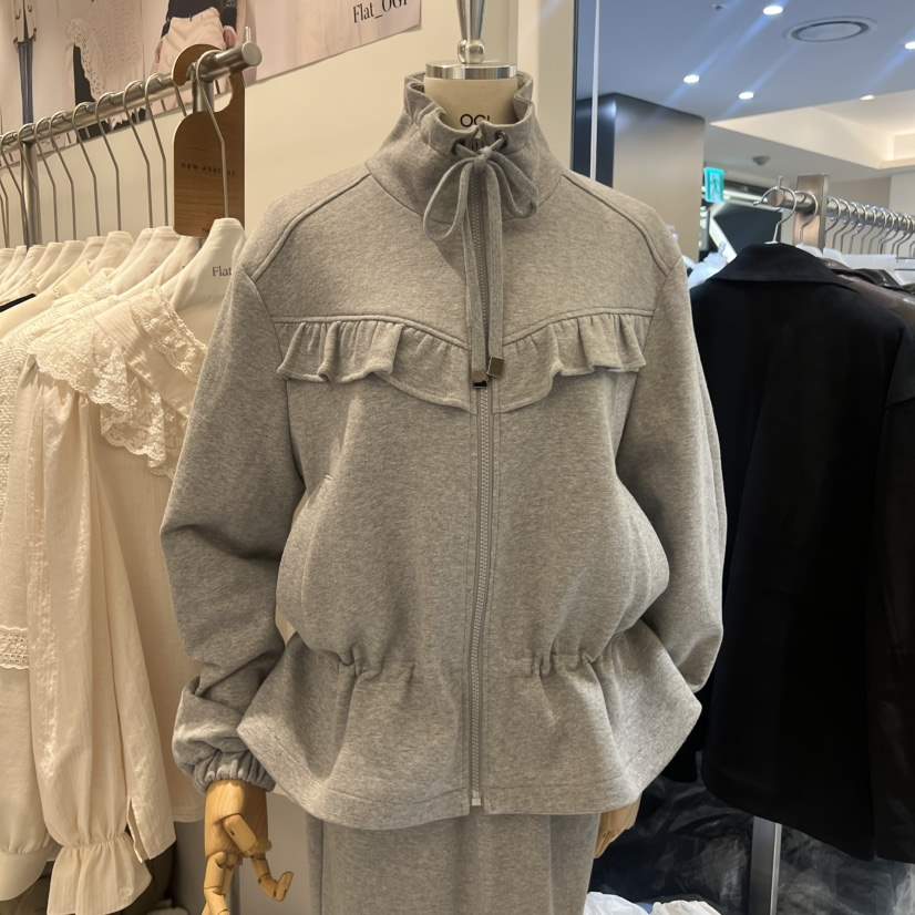 OGI東大門㊣直郵女裝新款25秋冬熱賣時尚真品夾克荷葉邊拉鏈FLat OGI夾克