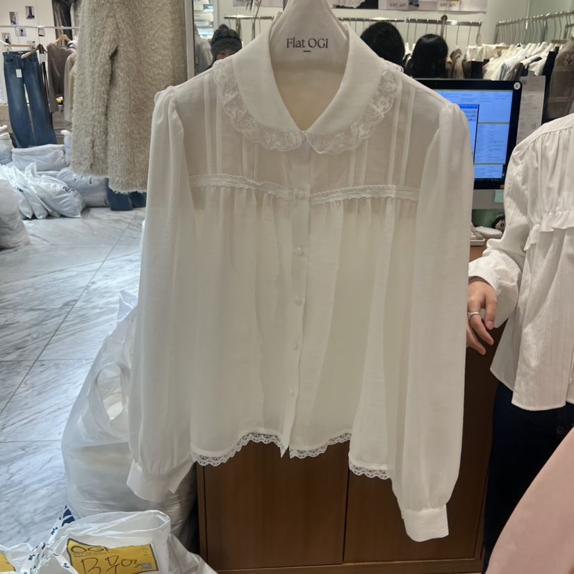 OGI東大門㊣代購女士新款25秋冬人氣推薦真品休閑襯衫蕾絲衫FLat OGI襯衫/蕾絲衫