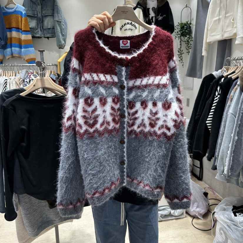 UNDERSTAR_VINTAGE東大門㊣直郵女裝新款推薦毛衣安哥拉羊毛開衫UNDERSTAR_VINTAGE毛衣