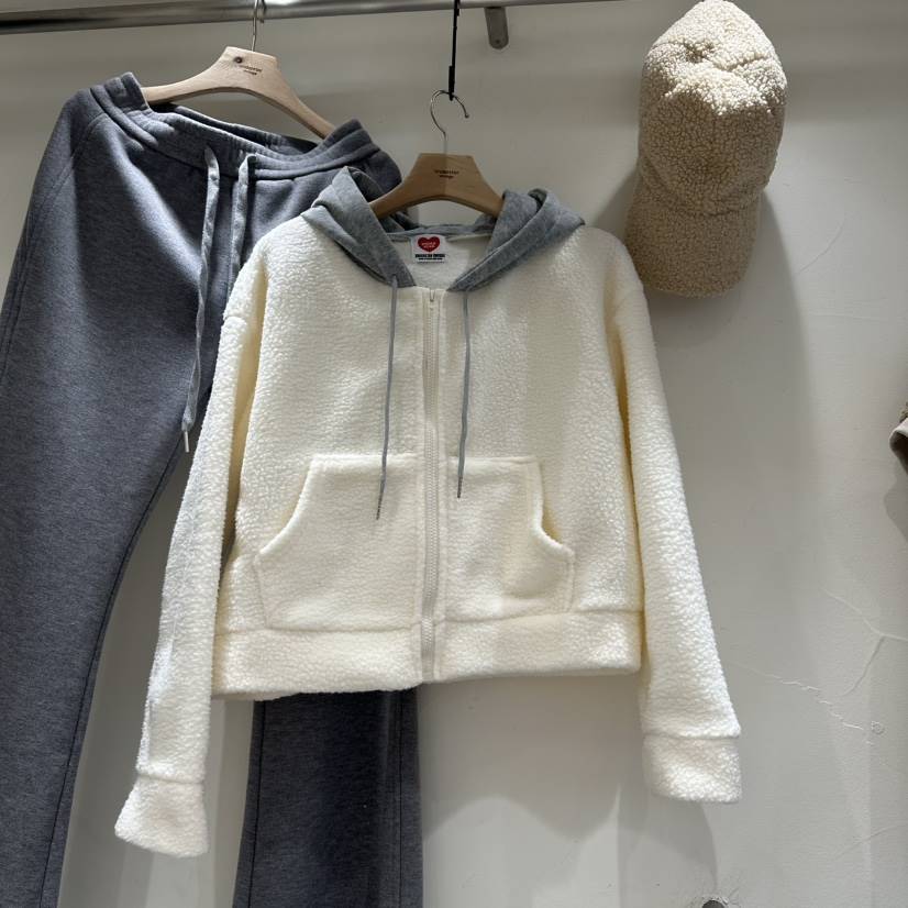 UNDERSTAR_VINTAGE韓國代購㊣女裝新品時尚夾克連帽拉鏈衫抓絨UNDERSTAR_VINTAGE夾克