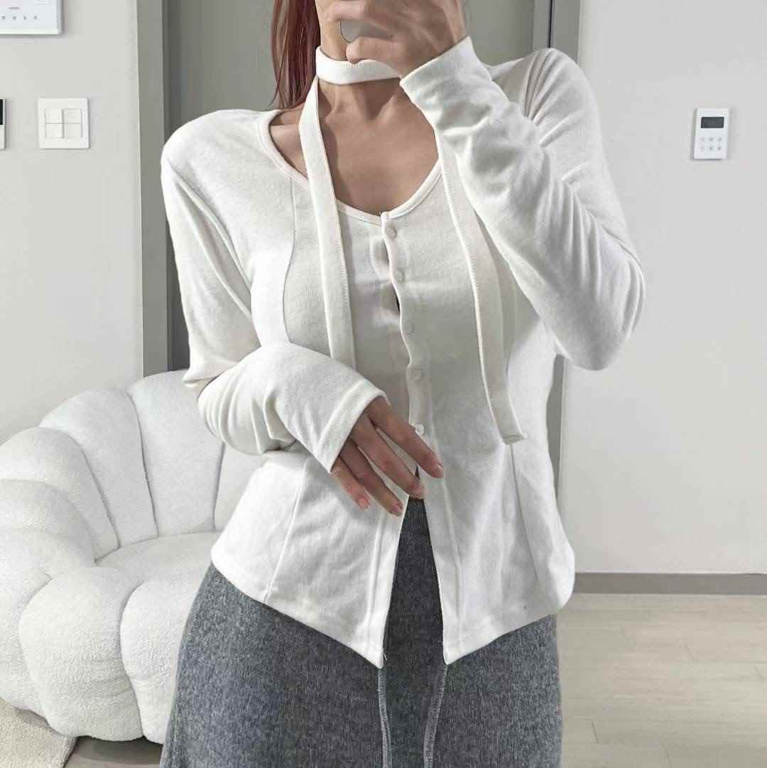 KITSCH東大門㊣實拍女士新款休閑熱賣職業真品長袖T恤含脖帶KITSCH長袖T恤