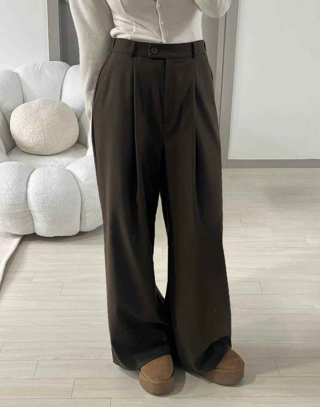 KITSCH韓國直郵㊣女士新品人氣25秋冬時尚職業推薦休閑褲紐扣KITSCH休閑褲