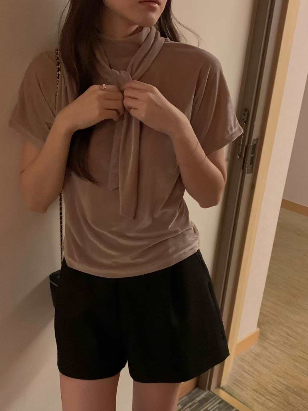 OSRO韓國代購㊣女士新款人氣熱賣25秋冬推薦職業時尚T恤天鵝絨OSROT恤