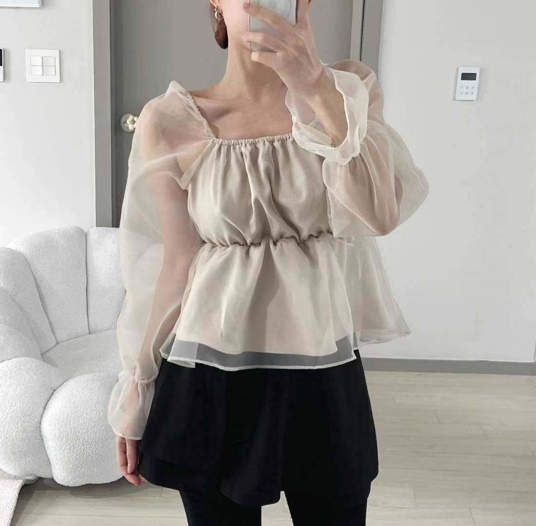 KITSCH韓國直郵㊣女裝新款真品人氣熱賣職業襯衫蕾絲衫透明KITSCH襯衫/蕾絲衫