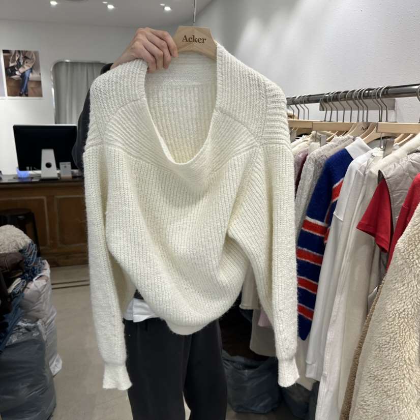 ACKER韓國代購㊣女裝新款熱賣休閑人氣職業真品25秋冬毛衣露肩ACKER毛衣