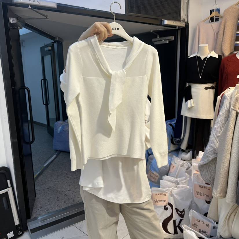 HARU-Q韓國直郵㊣女裝新品推薦休閑職業25秋冬長袖T恤網眼HARU-Q長袖T恤