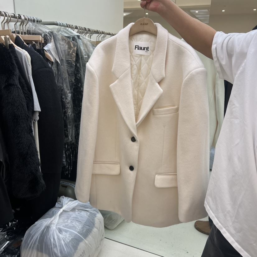 FLAUNT韓國直郵㊣女裝新款真品25秋冬休閑推薦短款大衣涂層FLAUNT短款大衣