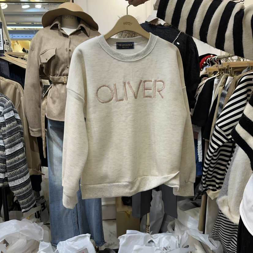 10 O'CLOCK東大門㊣代購女士新品時尚熱賣人氣衛衣加絨刺繡10 O'CLOCK衛衣