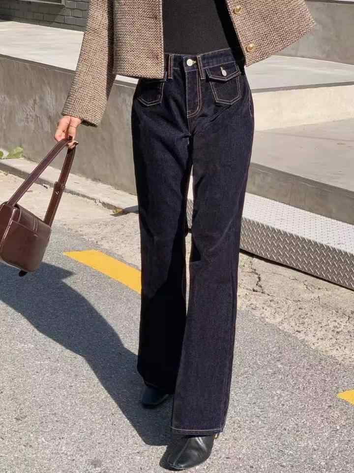 J CAT韓國代購㊣女裝新品熱賣真品休閑人氣25秋冬時尚牛仔褲J CAT牛仔褲