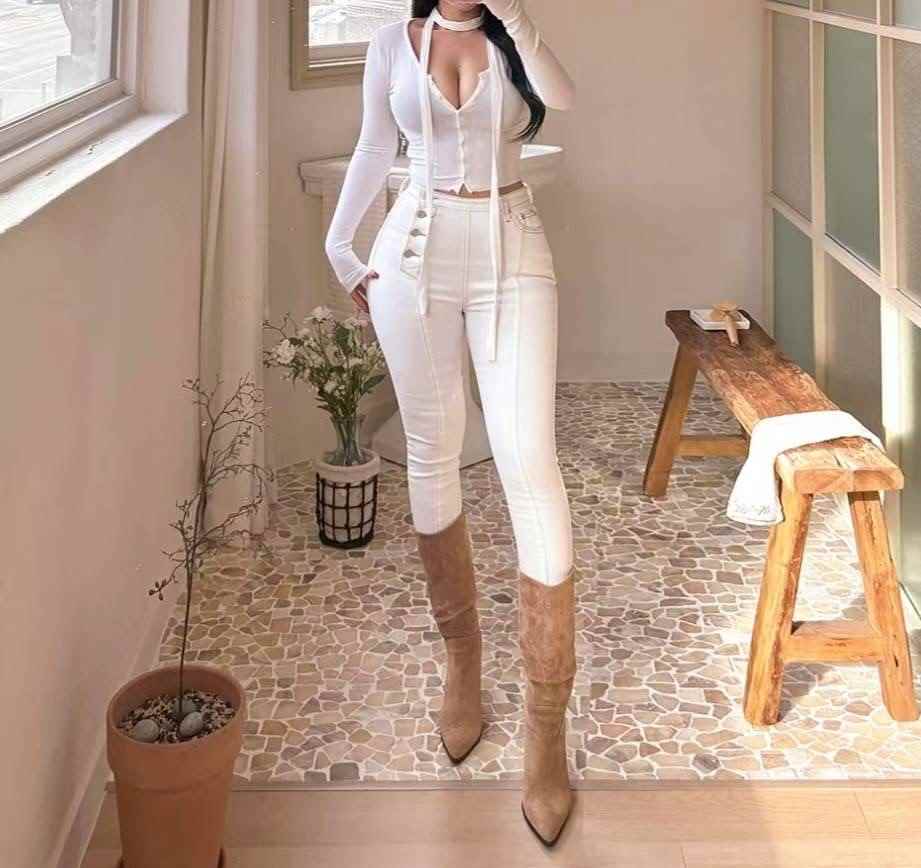 J CAT韓國代購㊣女裝新款休閑人氣25秋冬真品時尚熱賣牛仔褲J CAT牛仔褲