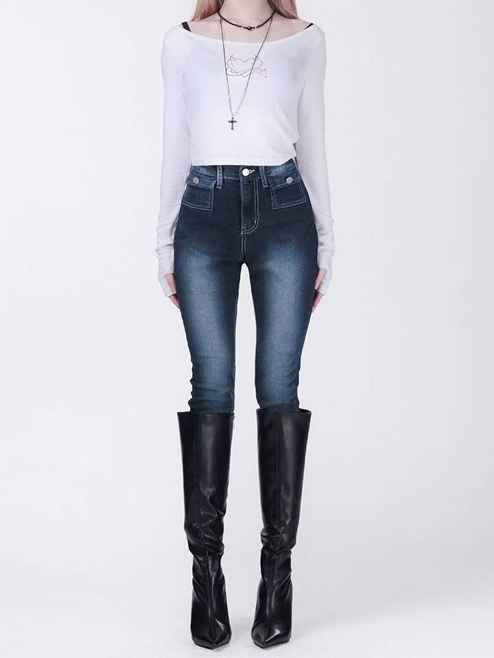 J CAT東大門㊣代購女士新款推薦25秋冬時尚職業人氣牛仔褲J CAT牛仔褲