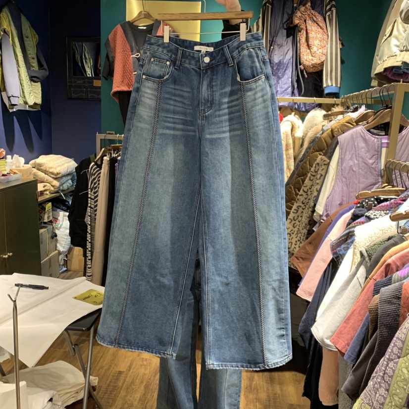 MERCI LINDA東大門㊣直郵女裝新品休閑人氣牛仔褲加絨褶裥MERCI LINDA牛仔褲