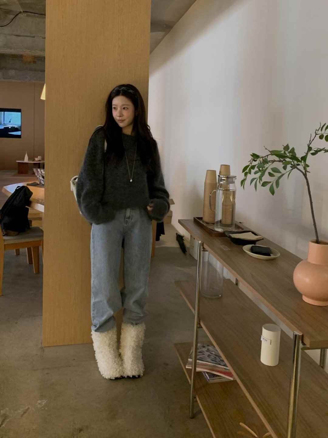 MIELLE-미엘르-OT韓國代購㊣女士新品真品熱賣牛仔褲磨毛MIELLE-미엘르-OT牛仔褲