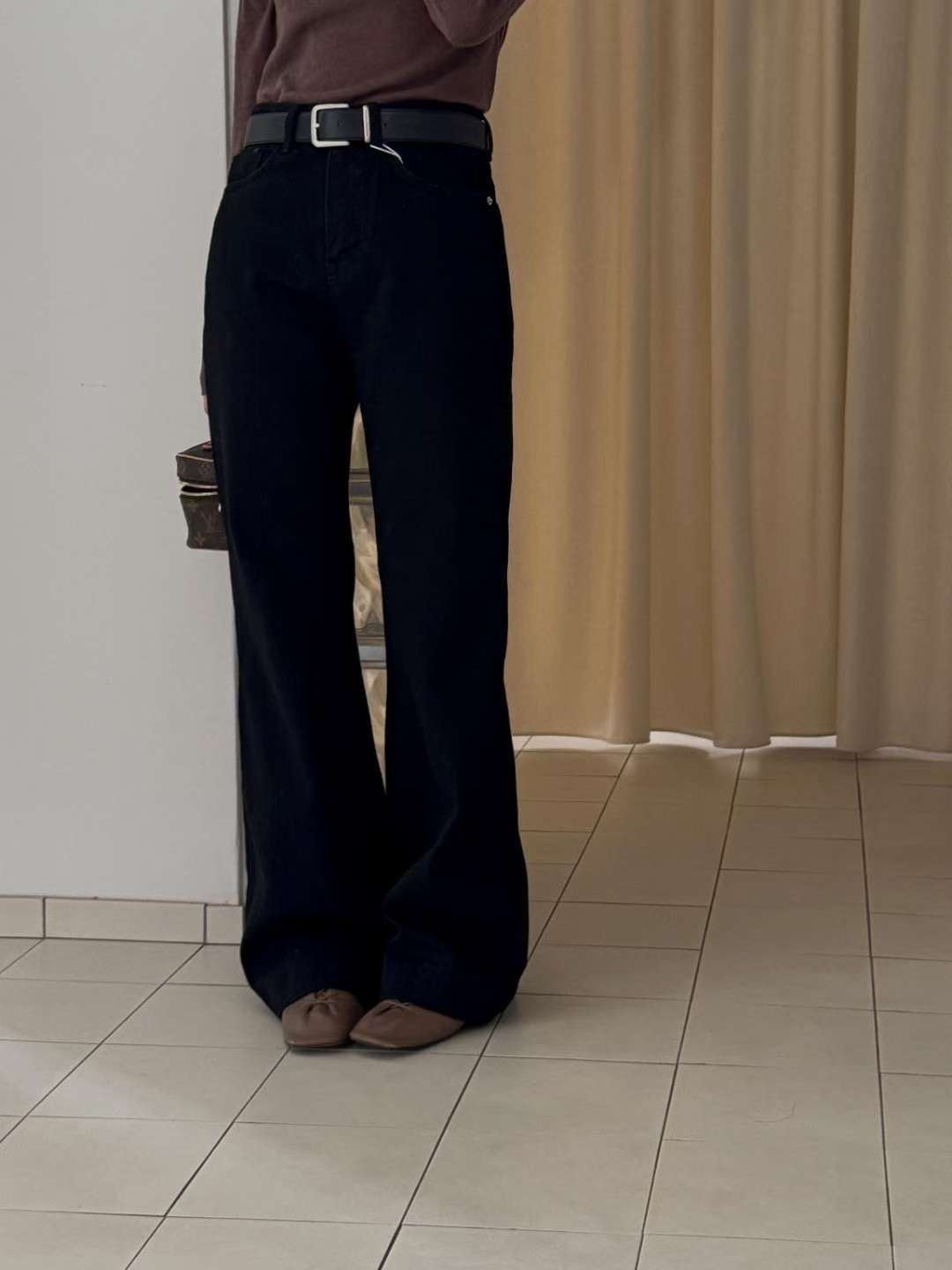 MIELLE-미엘르-OT東大門㊣實拍女士新品人氣牛仔褲不含腰帶毛絨羊毛喇叭MIELLE-미엘르-OT牛仔褲