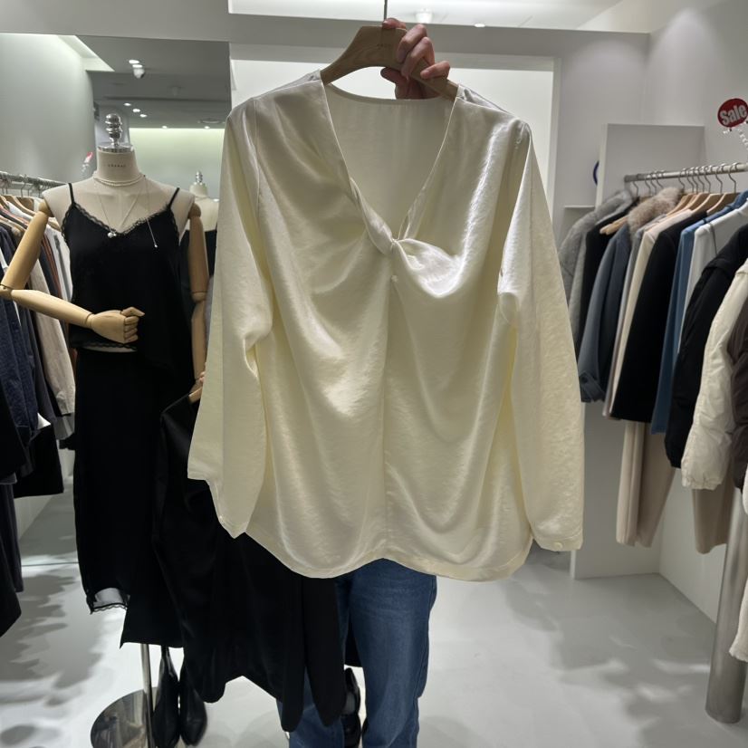 AHOY韓國代購㊣女裝新款推薦時尚職業25秋冬襯衫蕾絲衫緞面AHOY襯衫/蕾絲衫