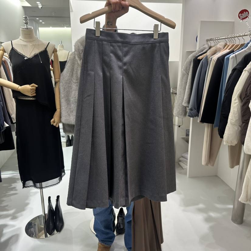 AHOY東大門㊣直郵女裝新品休閑25秋冬真品人氣長裙百褶褶裙AHOY長裙