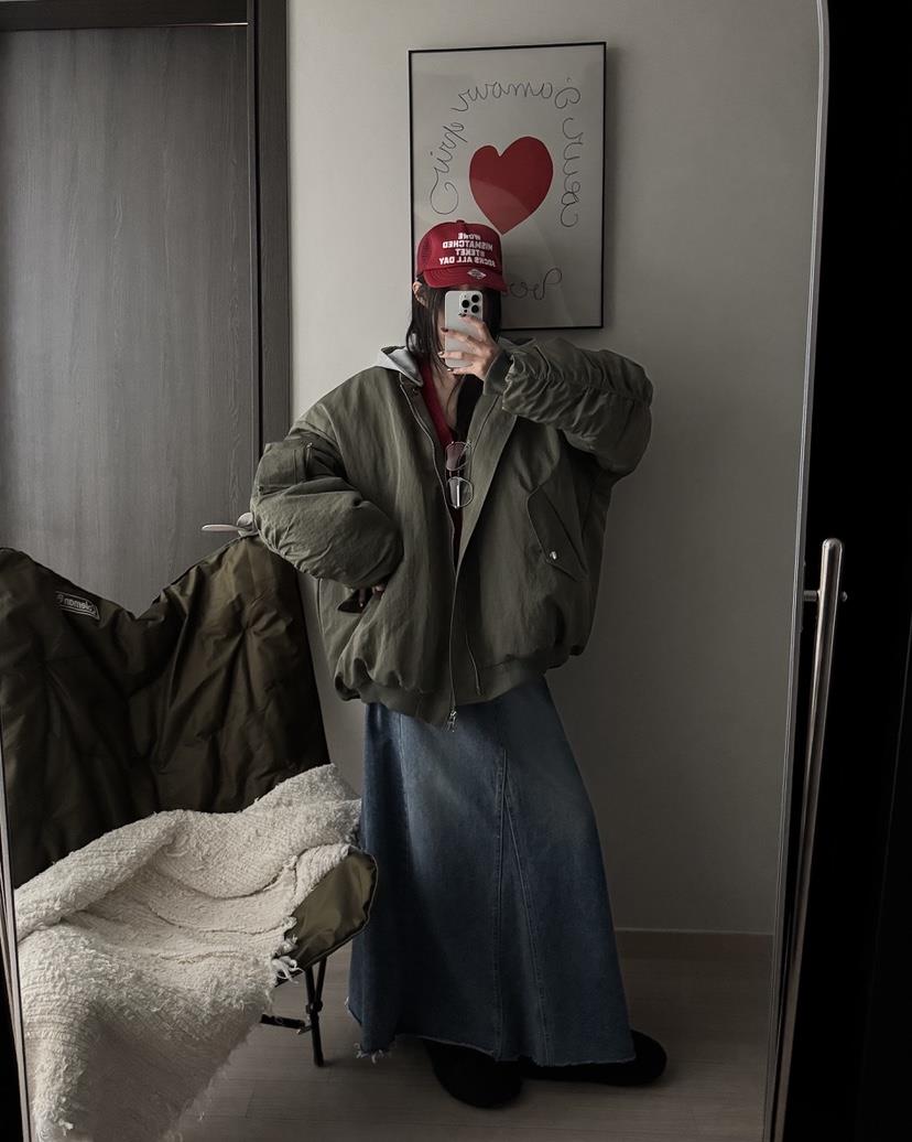 OKIE韓國代購㊣女裝新品25秋冬休閑真品推薦時尚短款棉服褶皺OKIE短款棉服