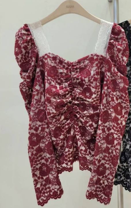 SUGAR-슈가-T韓國代購㊣女士新款25秋冬職業人氣襯衫蕾絲衫SUGAR襯衫/蕾絲衫